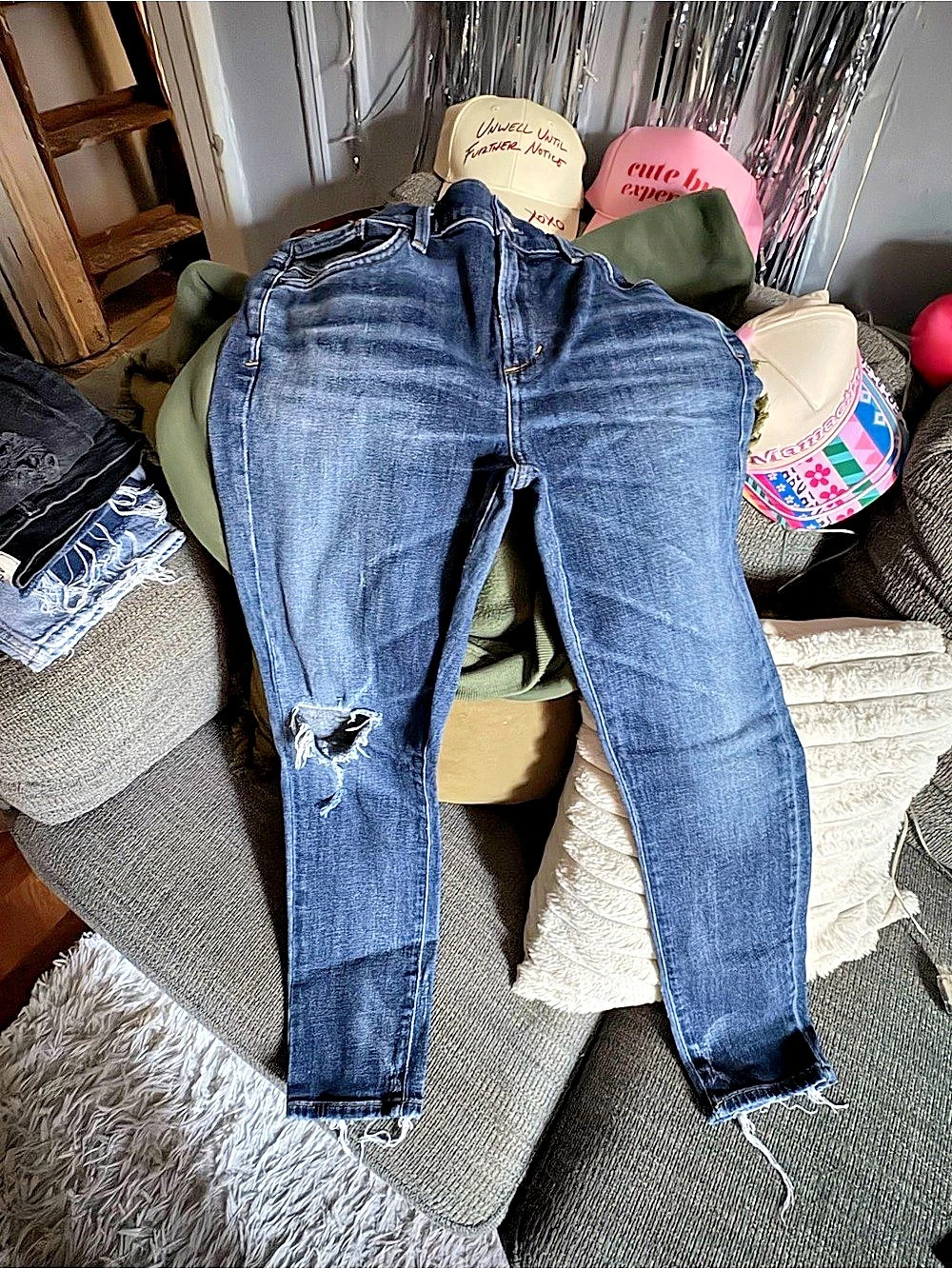 AGOLDE Sophie High Rise Skinny Jeans Blue Waist 27